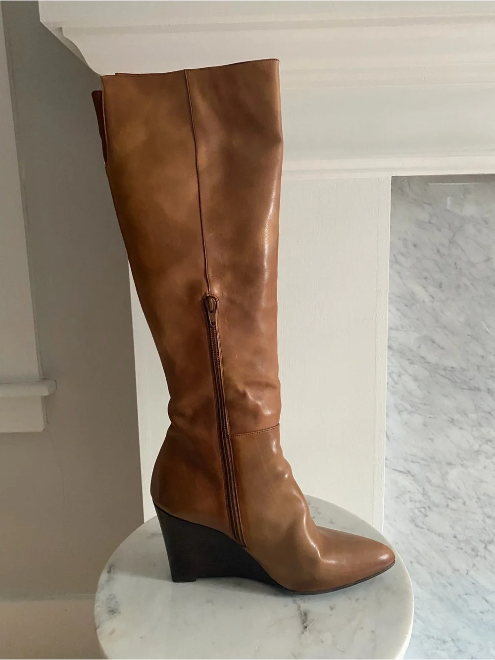 Stuart Weitzman Cognac Over-the-Knee Leather Boots